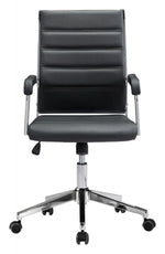 Executive Task Chair Black – Tufted Faux Leather with Adjustable Height by Zuo Modern