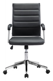 Executive Task Chair Black – Tufted Faux Leather with Adjustable Height by Zuo Modern