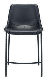 Steel Frame Barstool, 43.3"H Black Faux Leather Seat, Upholstery, Set of 2 By Zuo Modern