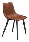 Vintage Brown Faux Leather Dining Chair Set with Black Steel Legs