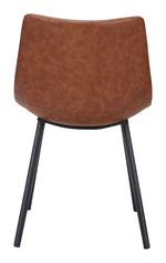 Rustic Brown Dining Chair Set with Metal Base