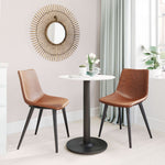 Modern Industrial Dining Chair Pair – Brown Upholstery