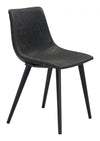 Vintage Black Faux Leather Dining Chair Set with Steel Legs