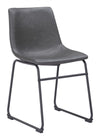 Charcoal Faux Leather Dining Chairs 31.3"H with Matte Black Legs – Set of 2