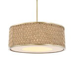 Uttermost Rattan Pendant Light – 4-Light Drum Fixture with Fabric Diffuser