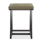 Uttermost  Midas Bronze Counter Stool, 18.5"x26"x15.5", Moss Polyester Seat, Antique Bronze Iron Legs, Modern Luxury