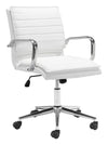 Zuo Modern Partner White Faux Leather Adjustable Office Chair with Chrome Base