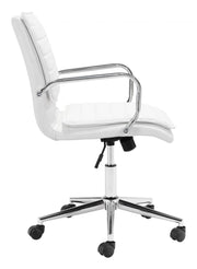 Zuo Modern Adjustable White Office Chair with Tufted Upholstery and Wheels