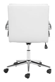 Executive Task Chair White – Tufted Faux Leather Adjustable Seating by Zuo Modern
