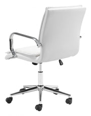 Home Office Chair White Faux Leather – 360° Swivel Adjustable by Zuo Modern