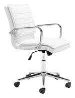 Partner Modern Office Chair in White Faux Leather with Chrome Base and Tilt Function