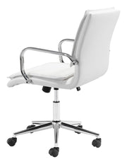 Executive Task Chair White – Tufted Faux Leather Adjustable Seating by Zuo Modern