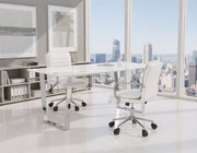 Zuo Modern Adjustable White Office Chair with Tufted Upholstery and Wheels