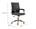 Zuo Modern Adjustable Office Chair – Faux Leather Upholstery, Bronze Steel Base