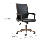 Zuo Modern Adjustable Office Chair – Faux Leather Upholstery, Bronze Steel Base