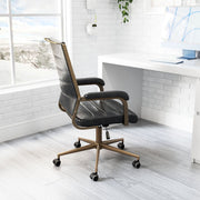 Vintage Black Faux Leather Task Chair with Bronze Frame – Modern Office Seating by Zuo Modern