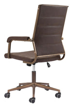 Zuo Modern Rolling Office Chair – Espresso Faux Leather, Adjustable Height & Tilt Lock