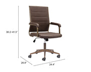 Zuo Modern Espresso Office Chair with Bronze Base – Adjustable Faux Leather Swivel Seating