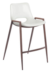 White Faux Leather Counter Stool with Arms – 26