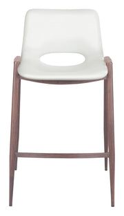 Faux Wood Steel Frame Counter Seating – White Seat – Set of 2 – Zuo Modern