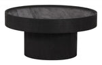 Mango Wood Round Top Coffee Table, 13.4" H, Painted Black Finish By Zuo Modern