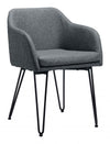 Vintage Gray Faux Leather Dining Chairs 31.9"H with Black Steel Legs – Set of 2