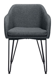Industrial Faux Leather Dining Armchairs in Vintage Gray – Set of 2