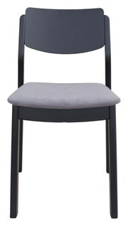 Elegant Gray Velvet Dining Chairs with Painted Black Legs – Set of Two