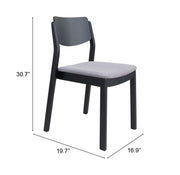 Minimalist Mid-Century Dining Chairs – Set of 2 in Gray Velvet Finish