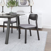 Mid-Century Dining Chair Pair in Gray Velvet and Black Rubberwood