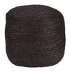 Black Braided Jute Ottoman – 18" Modern Boho Accent