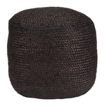 Ottoman 18"H Black – Braided Jute Upholstery with Polyfill , Modern Boho Indoor Accent by Zuo Modern