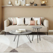 Gray & Black Round Coffee Table Set, Laminated MDF & Steel by Zuo Modern