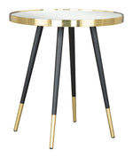 Particle Side Table 20"H, Gold & Black Mirror Glass Modern Accent Table By Zuo Modern