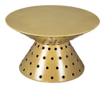 Iron Coffee Table, 17" H Gold Finish Powder Coated, Round Design by Zuo Modern