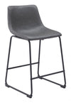 Charcoal Faux Leather Counter Stool Set 24" SH by Zuo Modern