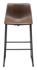 Faux Leather Barstools 2-Piece Set in Espresso Brown by Zuo Modern