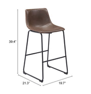 Vintage Espresso Faux Leather Barstool Set by Zuo Modern