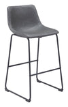 Tall Charcoal Barstools with Sculpted Faux Leather Seat by Zuo Modern