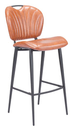 Faux Leather Barstool 43.7" H, With Vintage Brown Finish, Steel Frame by Zuo Modern