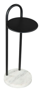 Christian Side Table in Black & White 22"H – Modern Powder-Coated Iron & Natural Marble Table by Zuo Modern