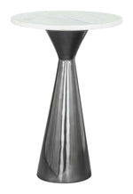 Tim Side Table in White & Black 22"H – Modern Natural Marble & Electroplated Iron Table by Zuo Modern