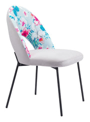 Velvet Dining Chair Set of 2 – Multicolor Print & Gray