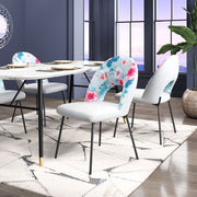Velvet Dining Chair Set of 2 – Multicolor Print & Gray
