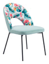 Velvet Dining Chair Set of 2 – Multicolor Print & Green
