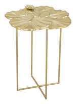 Lotus Side Table in Gold 21.3"H – Modern Metal & Iron Table for Living Room or Lounge by Zuo Modern