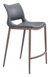 Faux Leather Counter Stool 37.2" H, Dark Gray Walnut by Zuo Modern
