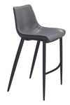 Faux Leather Barstool Set 43" Dark Gray Black by Zuo Modern