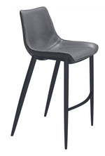Faux Leather Barstool 43.3" H, Dark Gray and Black Finish With Steel Frame, Set of 2 by Zuo Modern