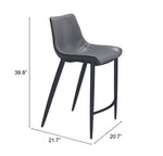 Dark Gray Faux Leather Kitchen Chairs by Zuo Modern